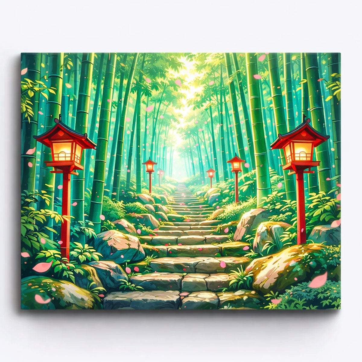Lantern Path Through Bamboo Forest Paint by Numbers Kit