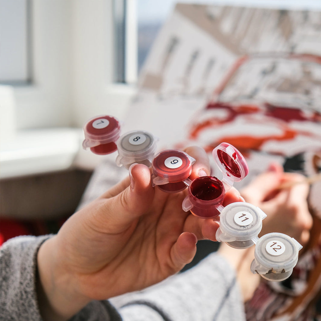 acrylic paint in paint pots