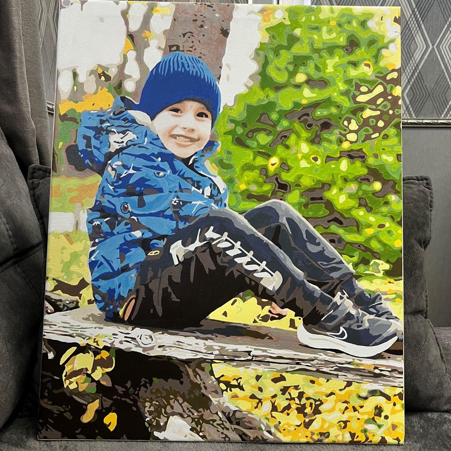 paint by number art of child