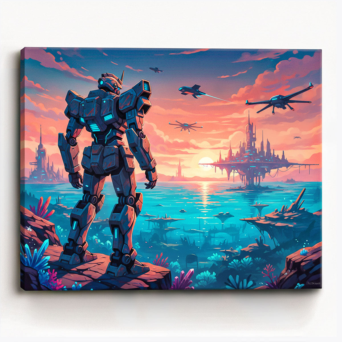 Anime Mecha Paint by Numbers featuring futuristic giant robot with detailed sci-fi anime artwork