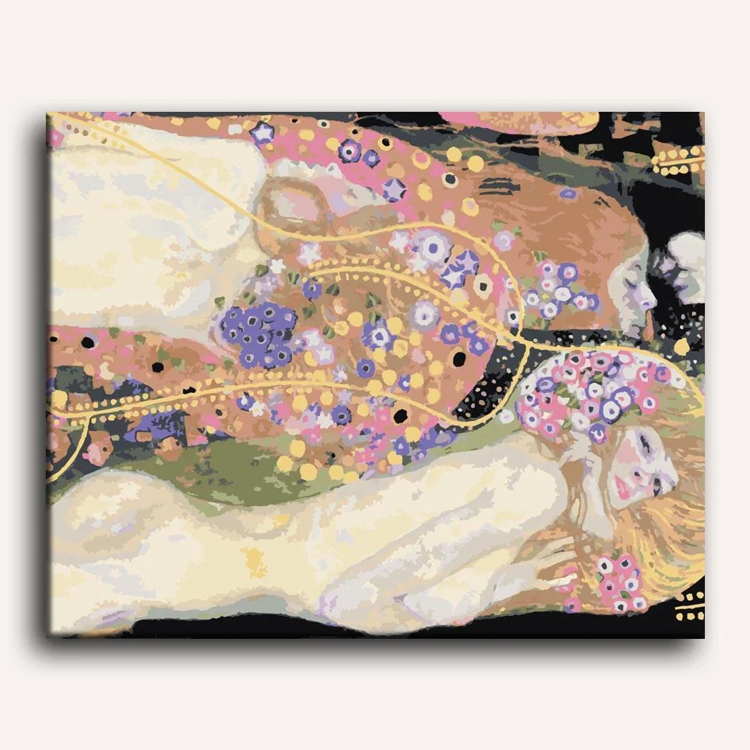 Gustav Klimt Paint by Numbers Kits featuring golden Art Nouveau inspired artwork with decorative patterns