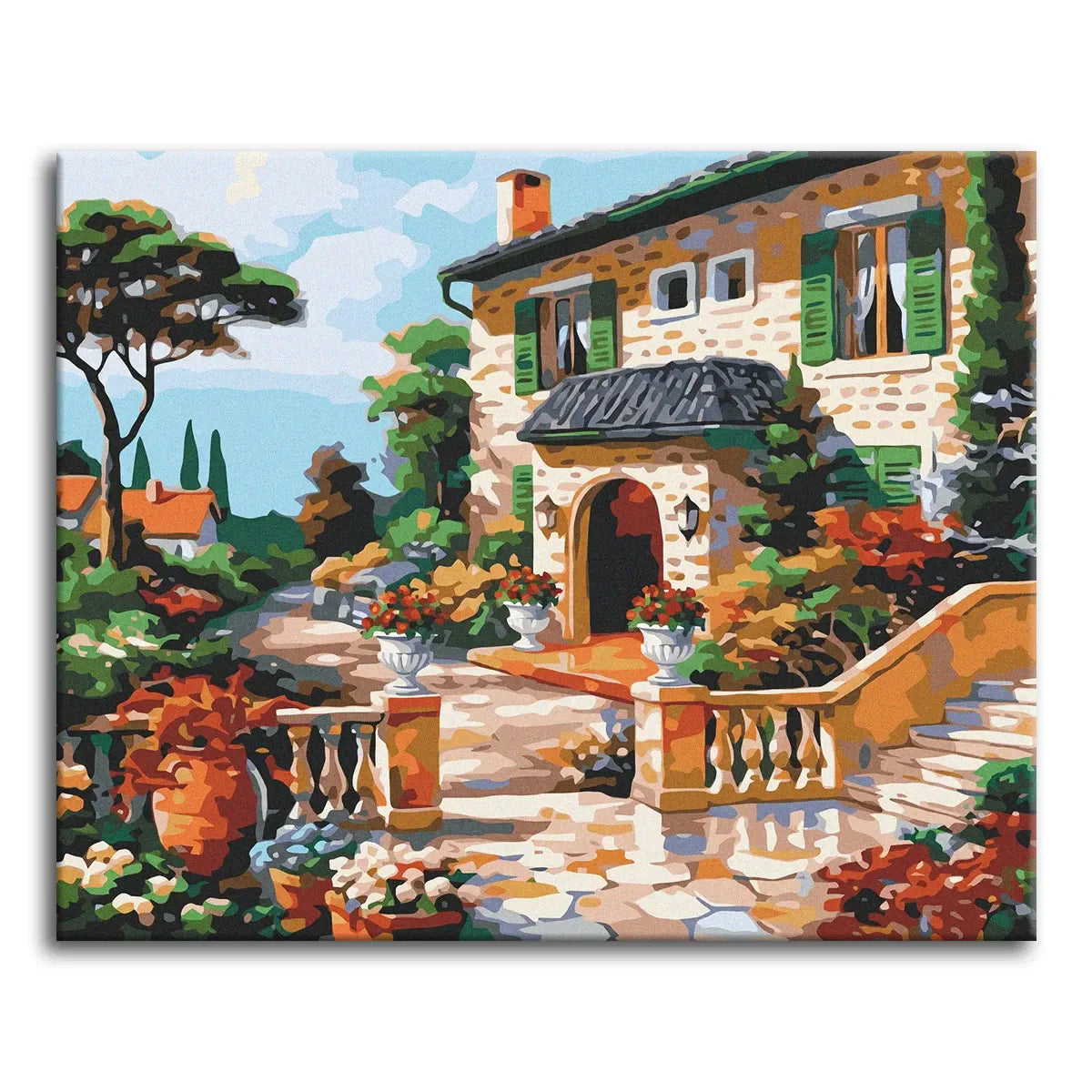 Paint by Numbers Italy featuring colorful Italian coastal village with Mediterranean scenery and charming streets
