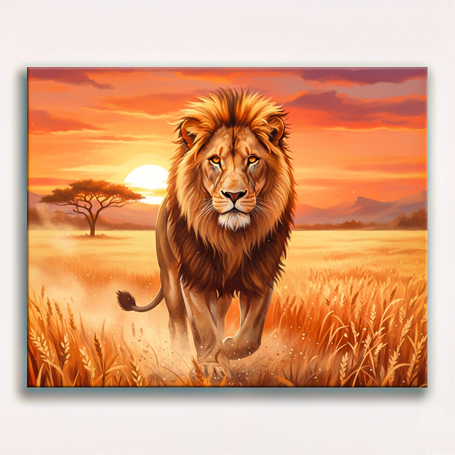 Lion Paint by Number Kits with Male Lions, Cubs and Safari Wildlife