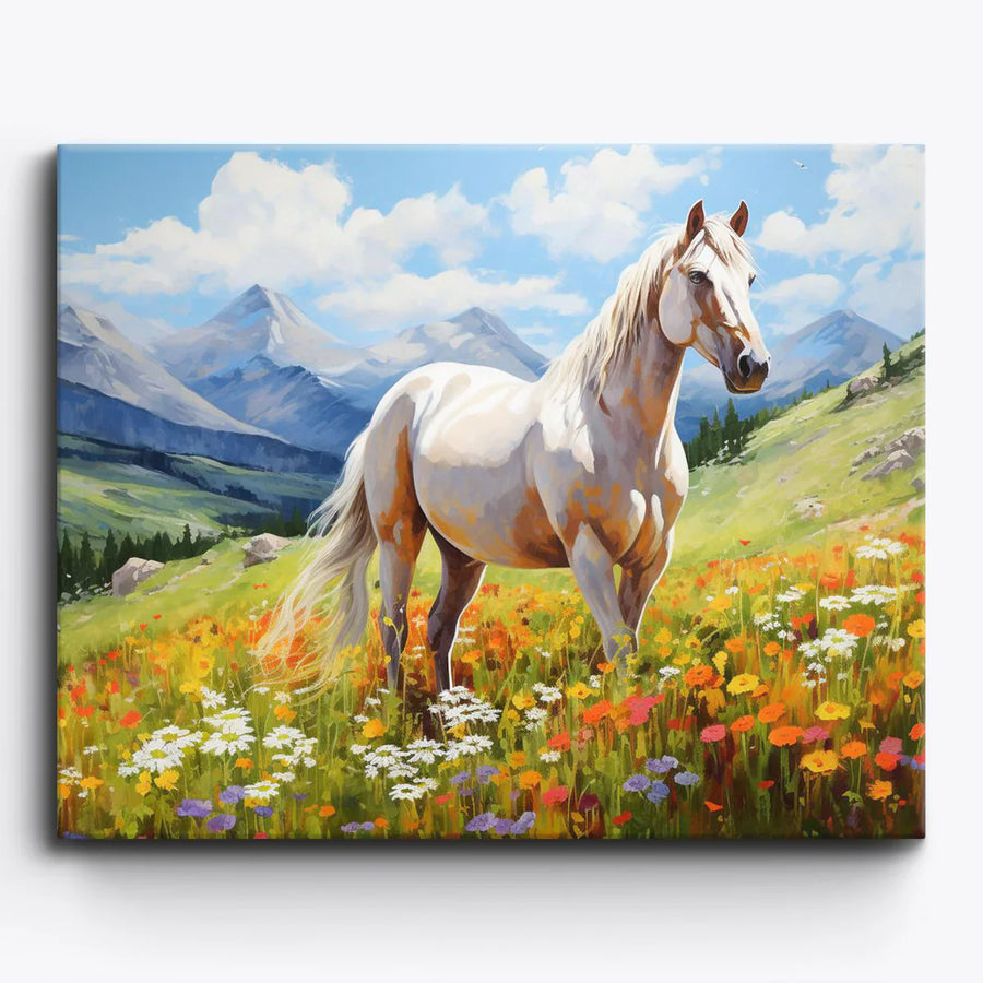 Horse Paint by Numbers Kits with Galloping Horses, Foals and Equestrian Art