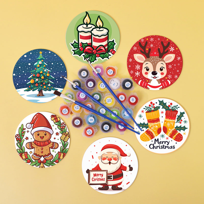Merry Christmas Paint By Numbers Coaster Set-zoom-