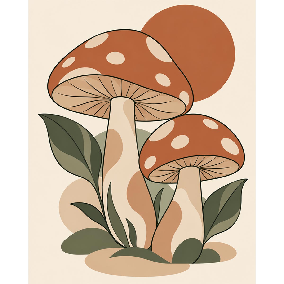 Retro Mushrooms Paint by Numbers Kit-2