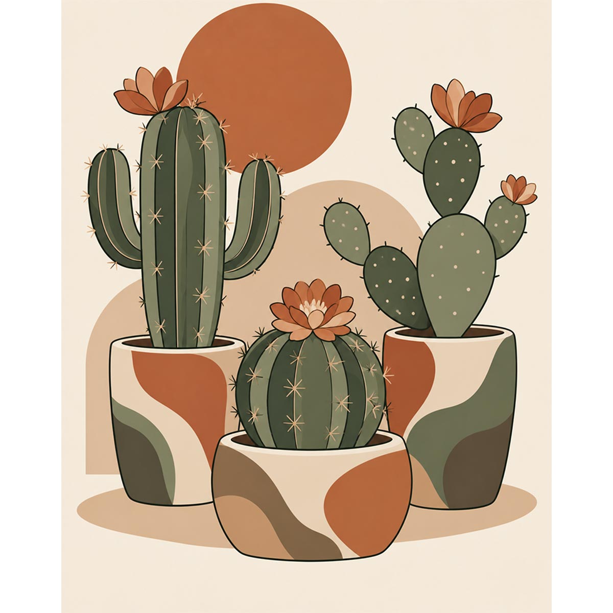Retro Cacti Paint by Numbers Kit-2