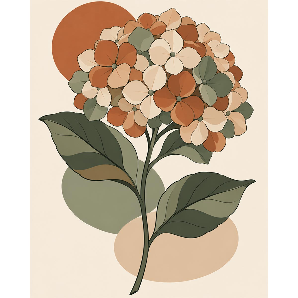Retro Hydrangea Paint by Numbers Kit