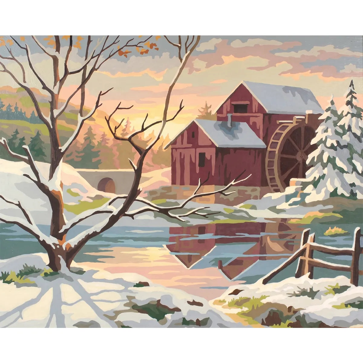 Winter Watermill at Dusk-2