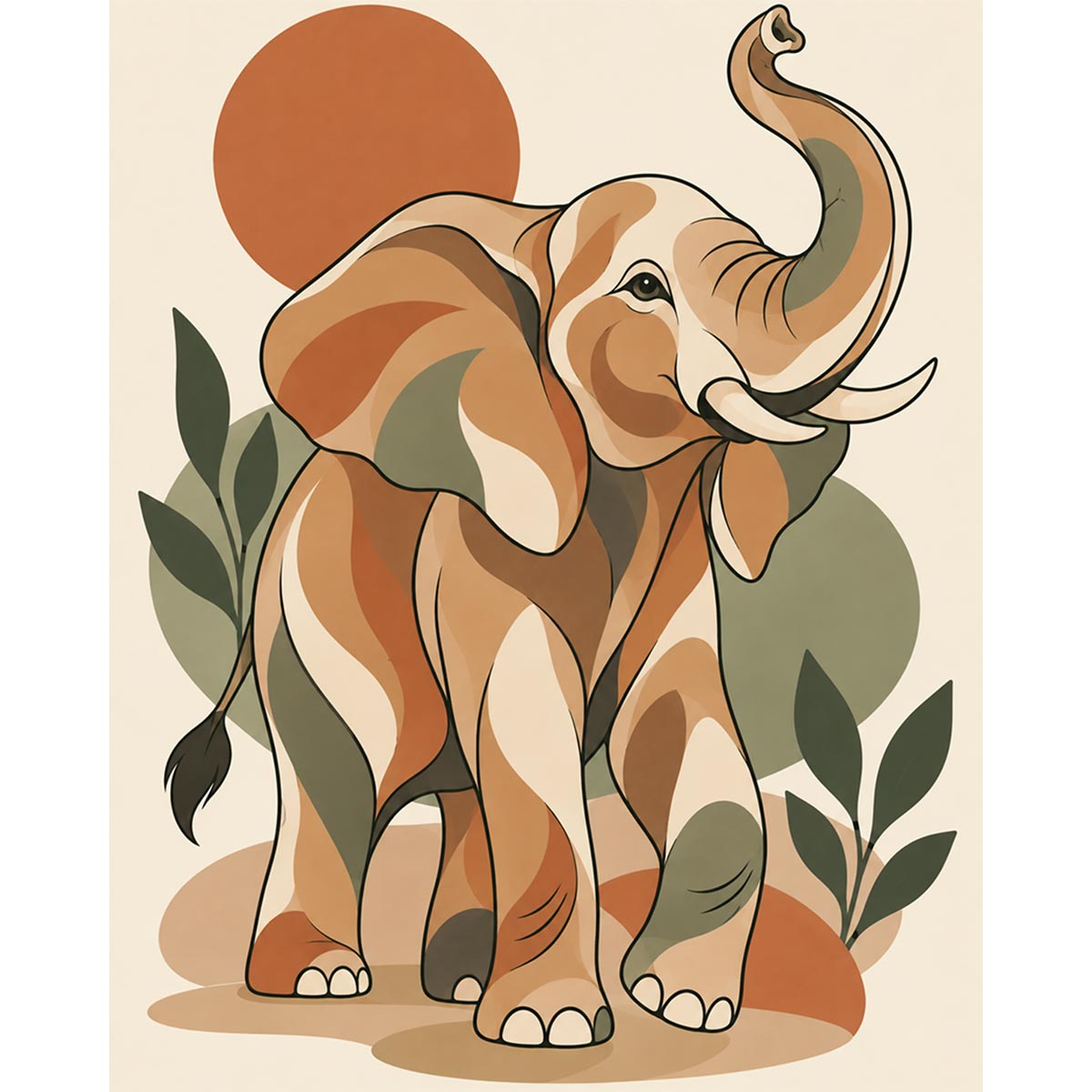 Retro Elephant Paint by Numbers Kit