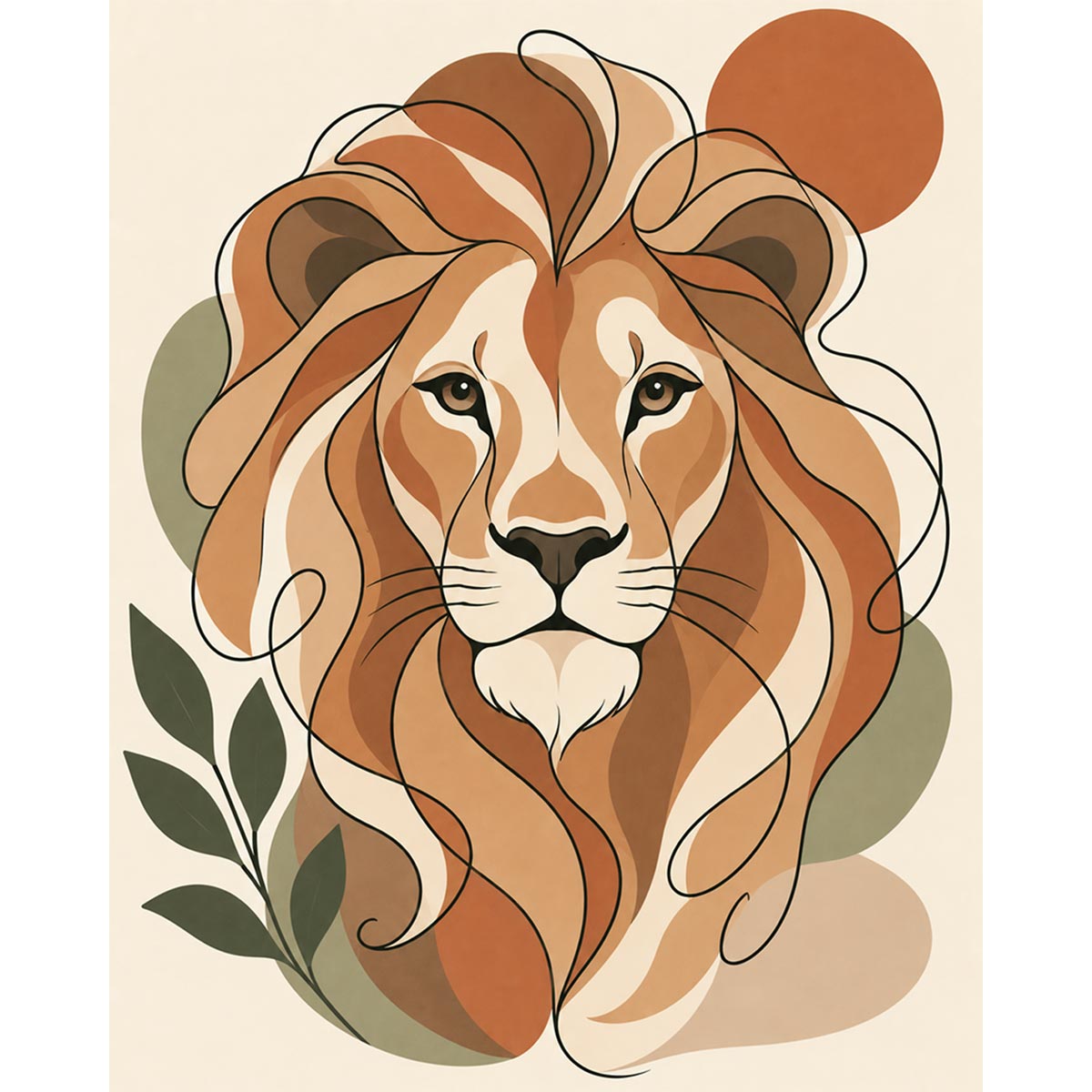 Botanical Lion Paint by Numbers Kit-zoom-2