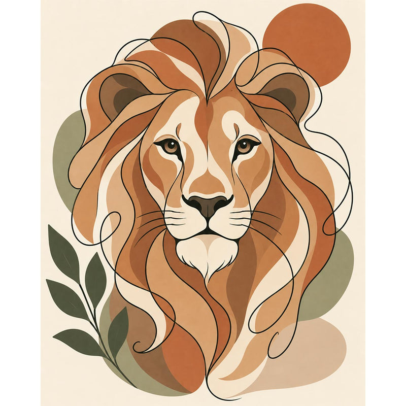 Botanical Lion Paint by Numbers Kit-zoom-