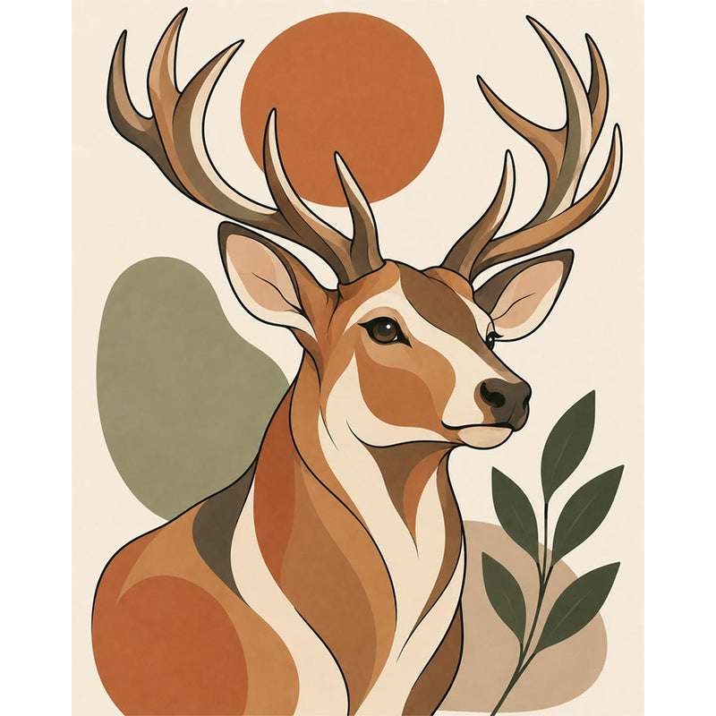 Botanical Stag Paint by Numbers Kit-zoom-