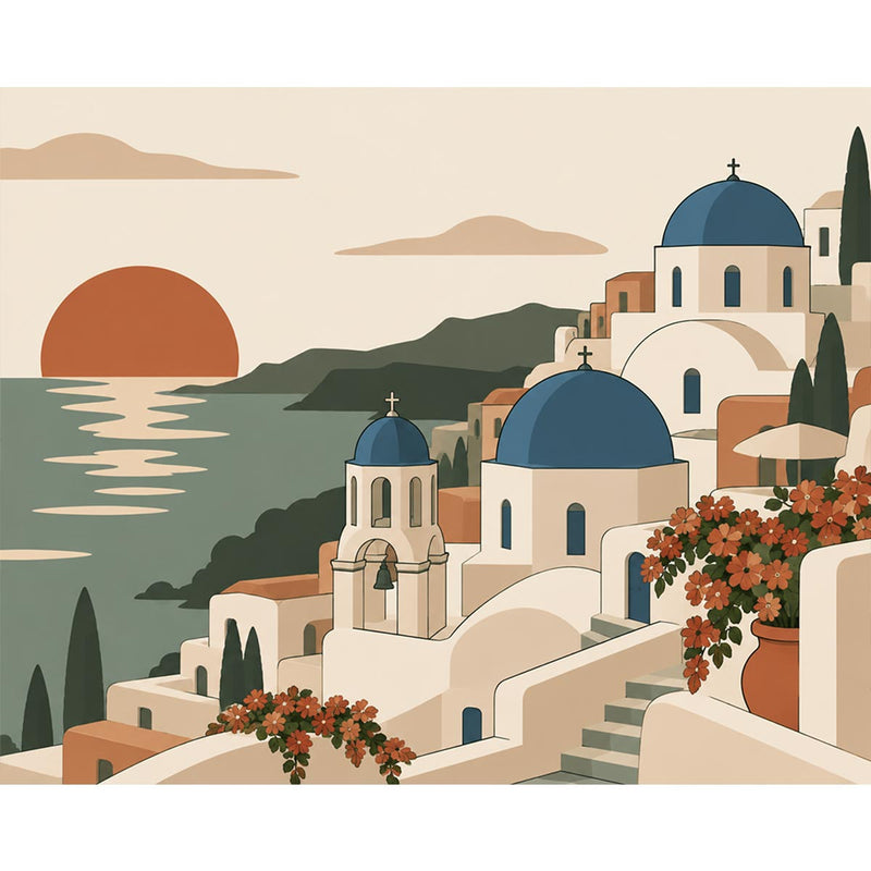 Santorini Domes Paint by Numbers Kit-zoom-