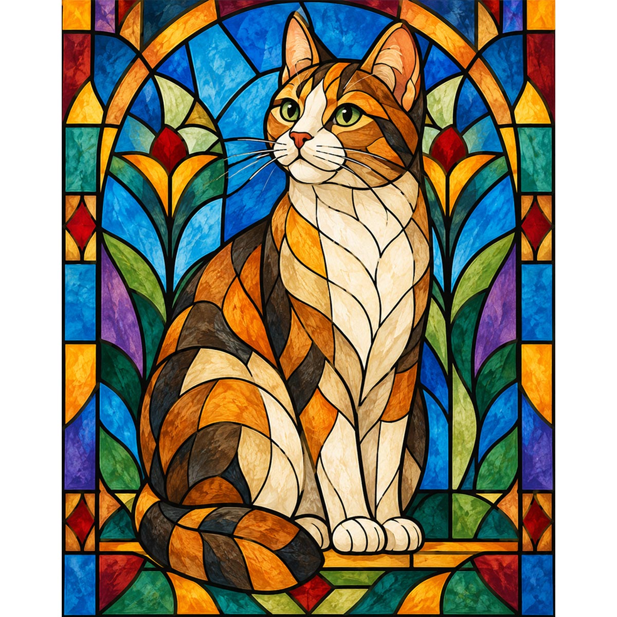 Stained-Glass Cat Paint by Numbers Kit-zoom-2