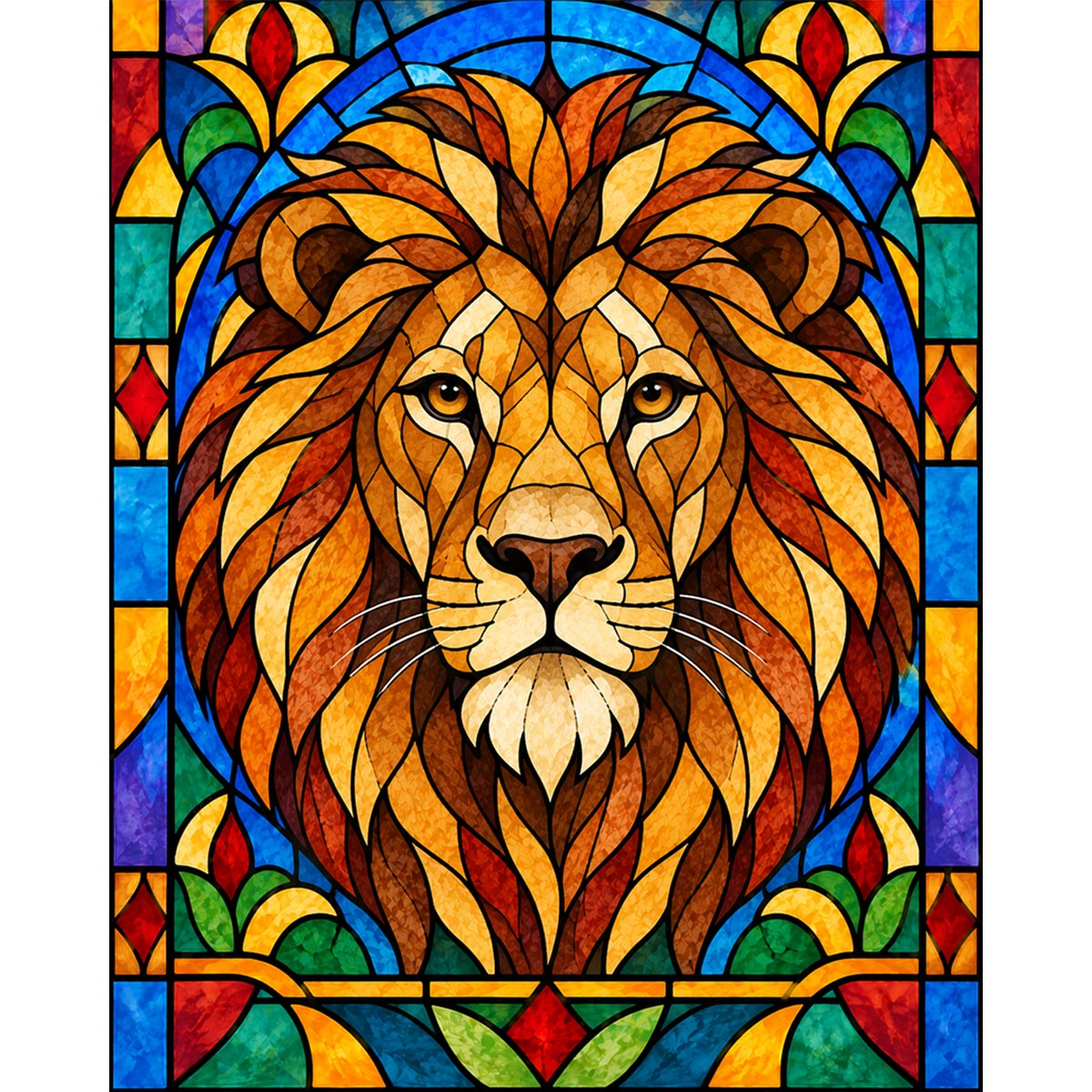 Stained Glass Lion Paint by Numbers Kit-zoom-2