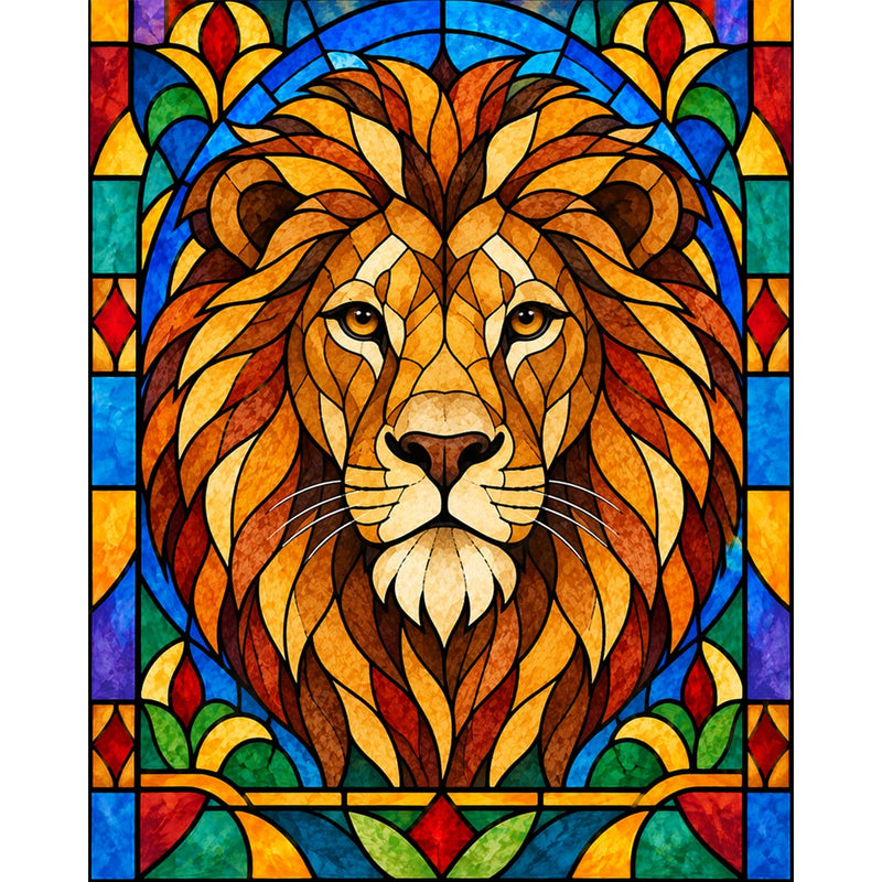 Stained Glass Lion Paint by Numbers Kit-zoom-