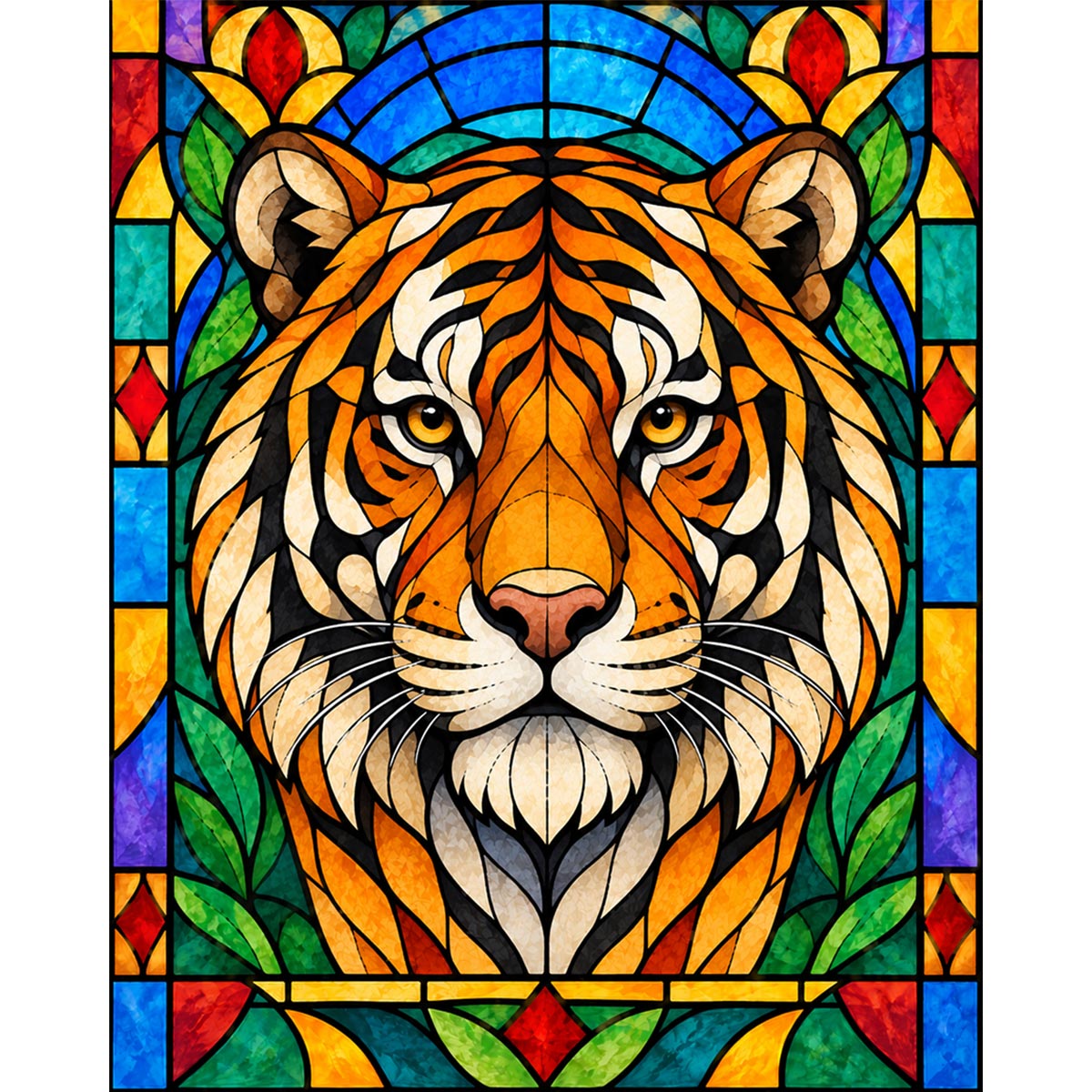 Stained Glass Tiger Paint by Numbers Kit