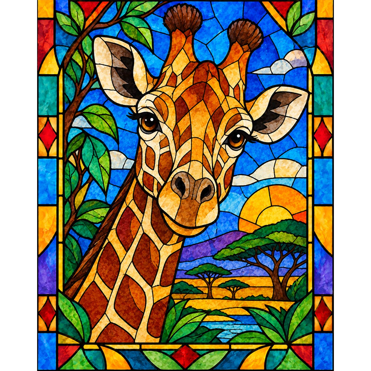 Stained Glass Giraffe Paint by Numbers Kit
