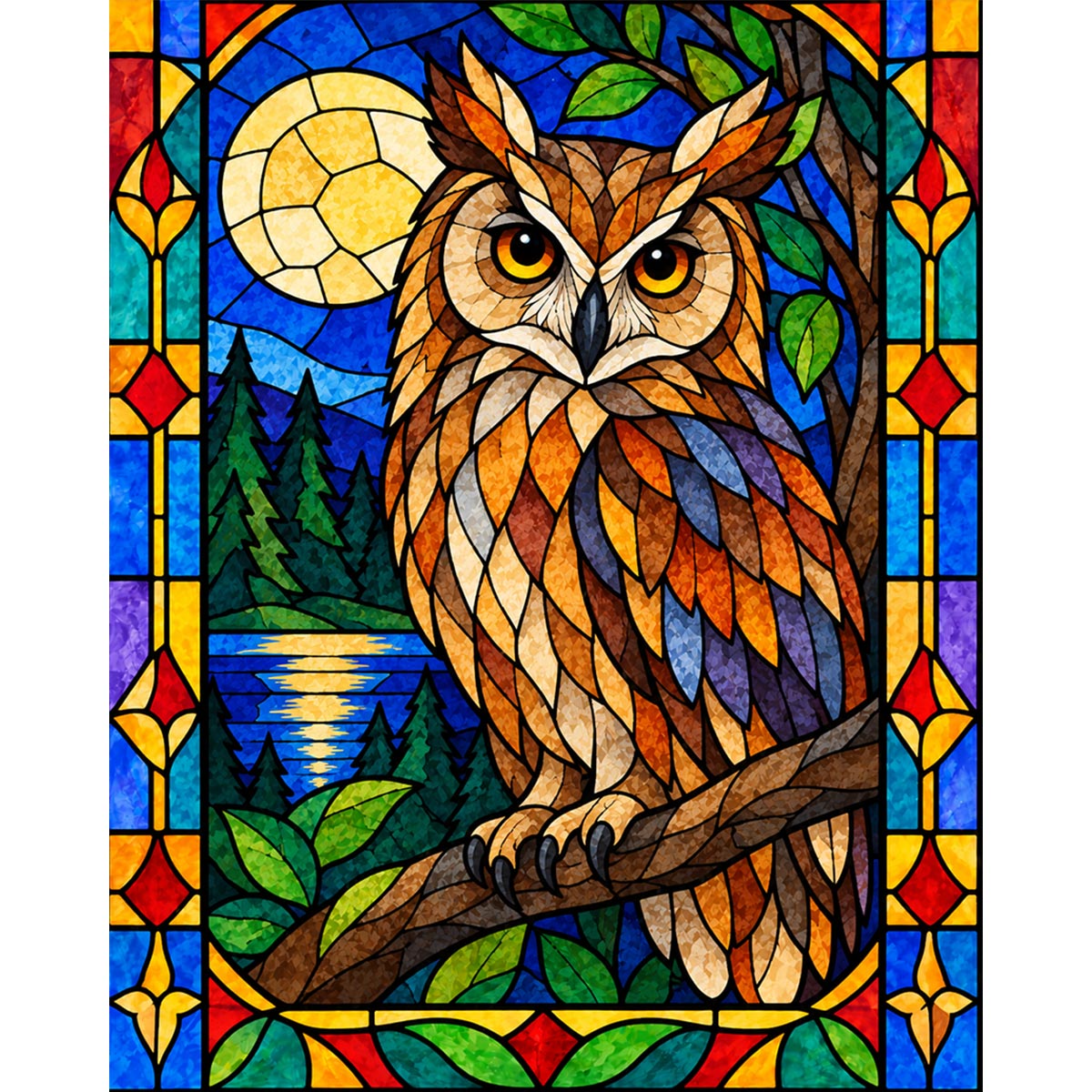 Stained Glass Owl Paint by Numbers Kit