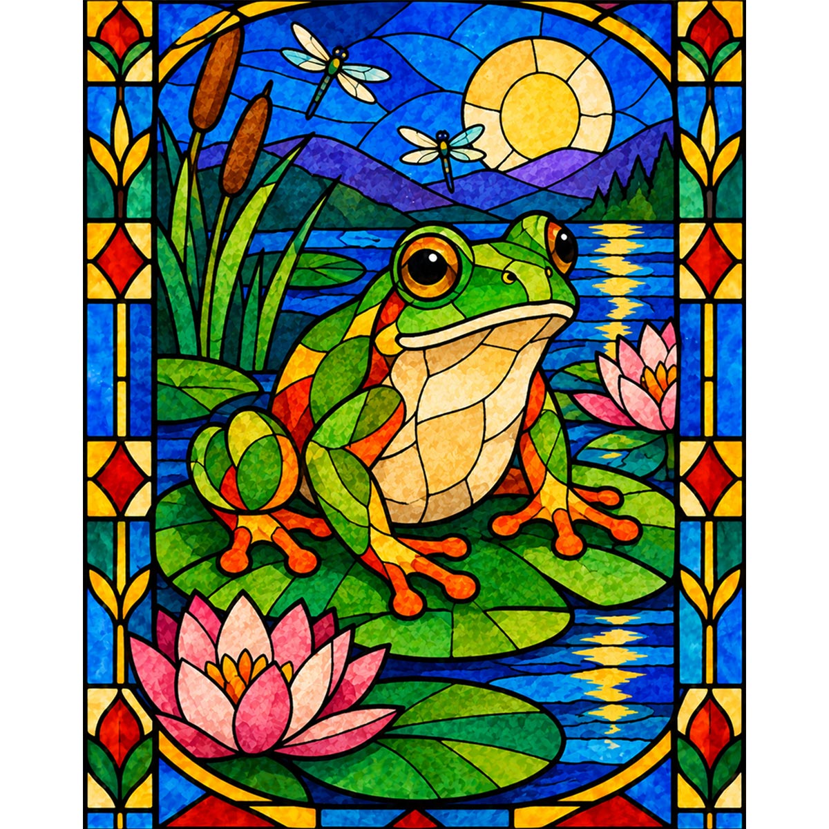 Stained Glass Frog Paint by Numbers Kit-2