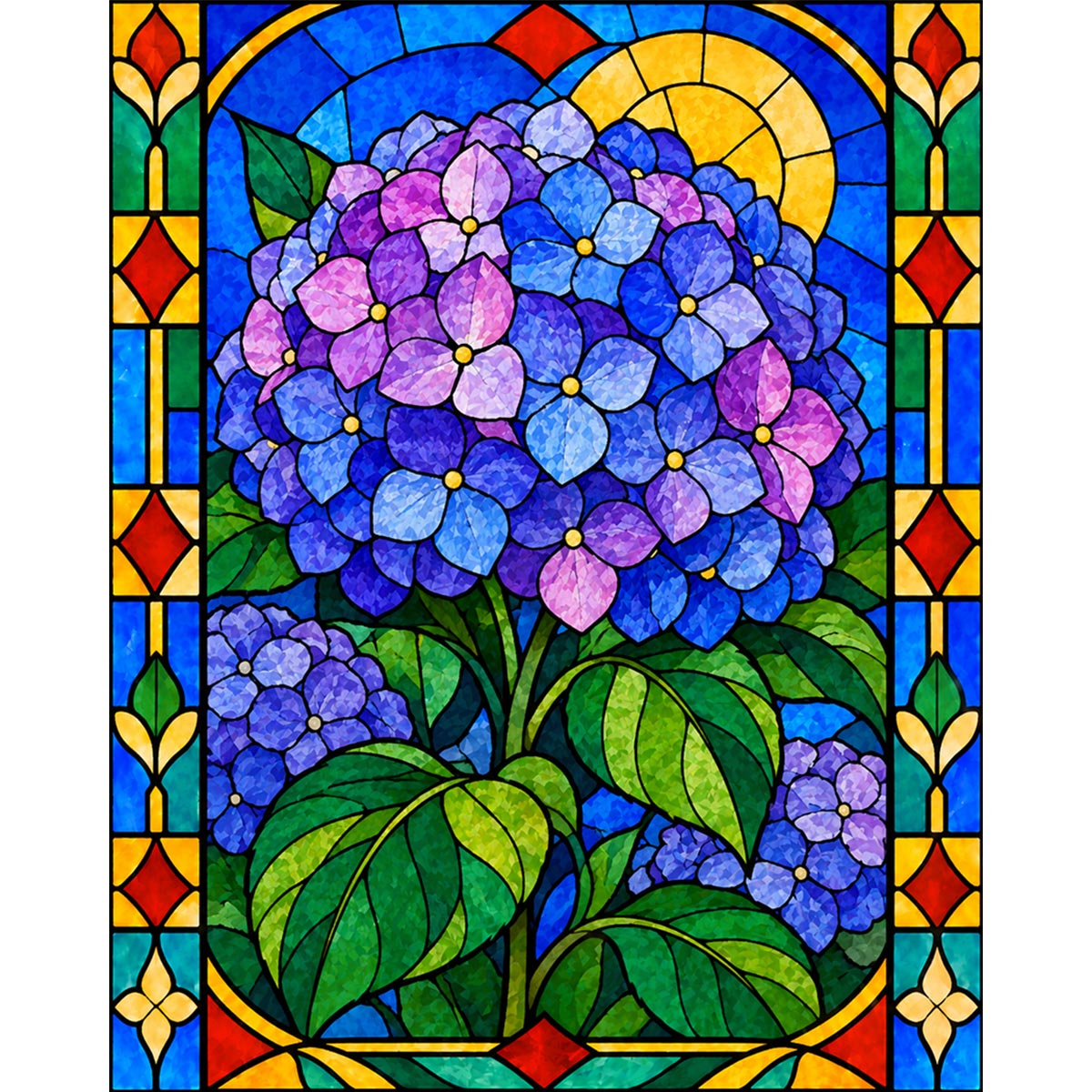 Stained Glass Hydrangea Paint by Numbers Kit