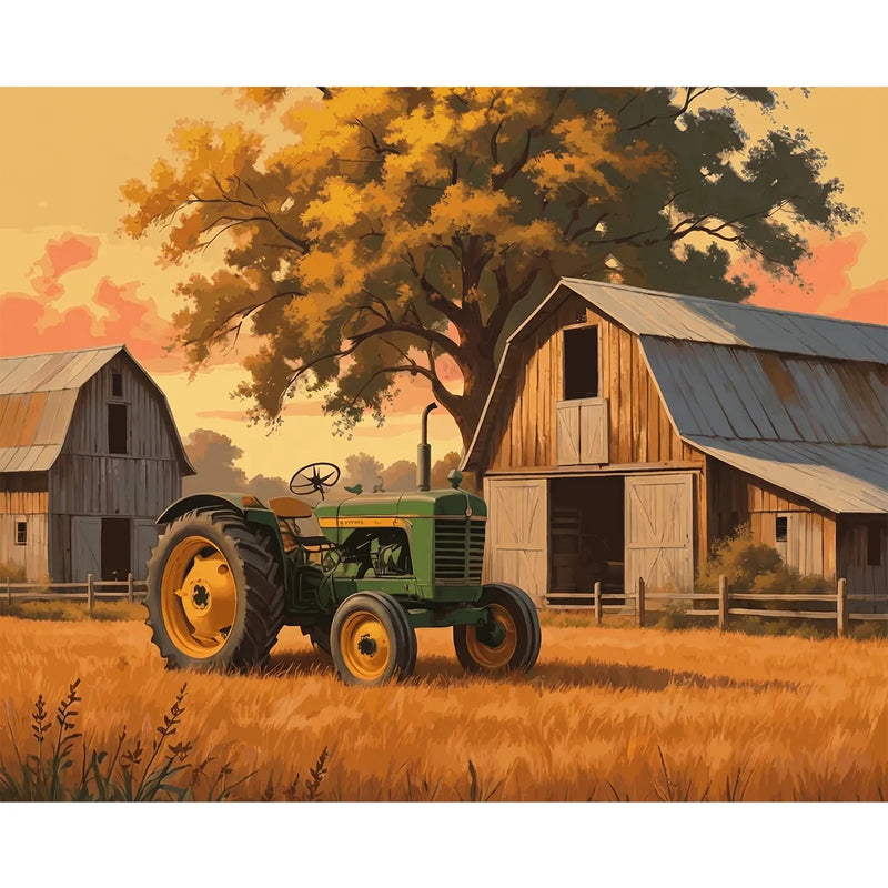 Green Tractor on the Farm-zoom-