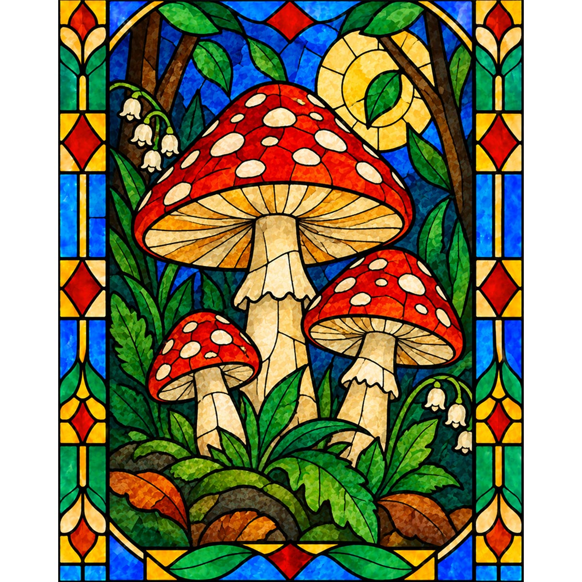 Stained Glass Mushroom Paint by Numbers Kit