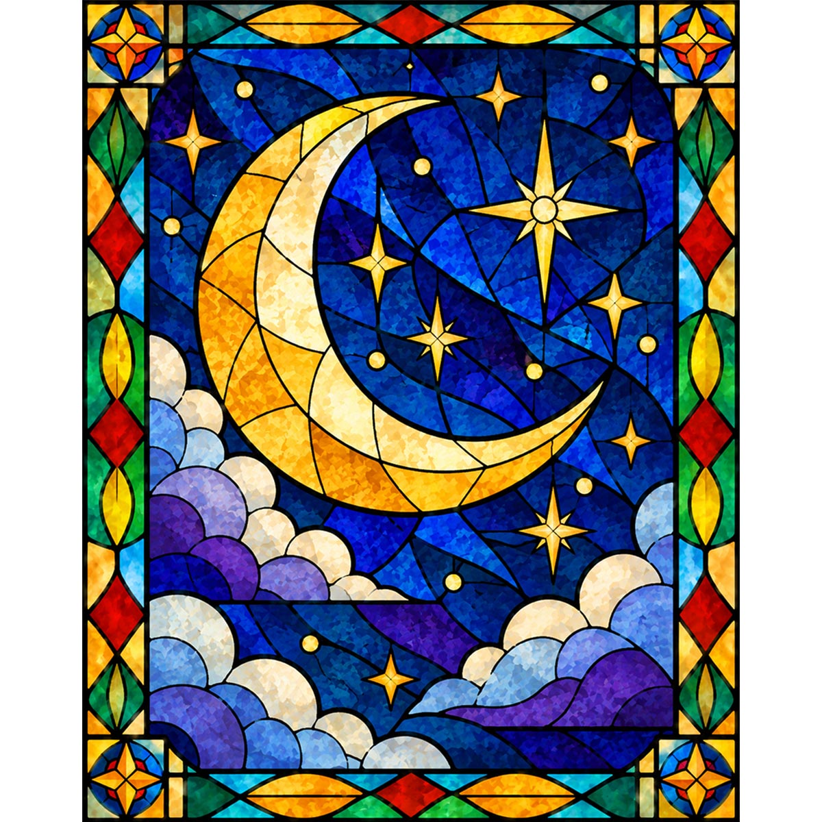 Stained Glass Moon Paint by Numbers Kit