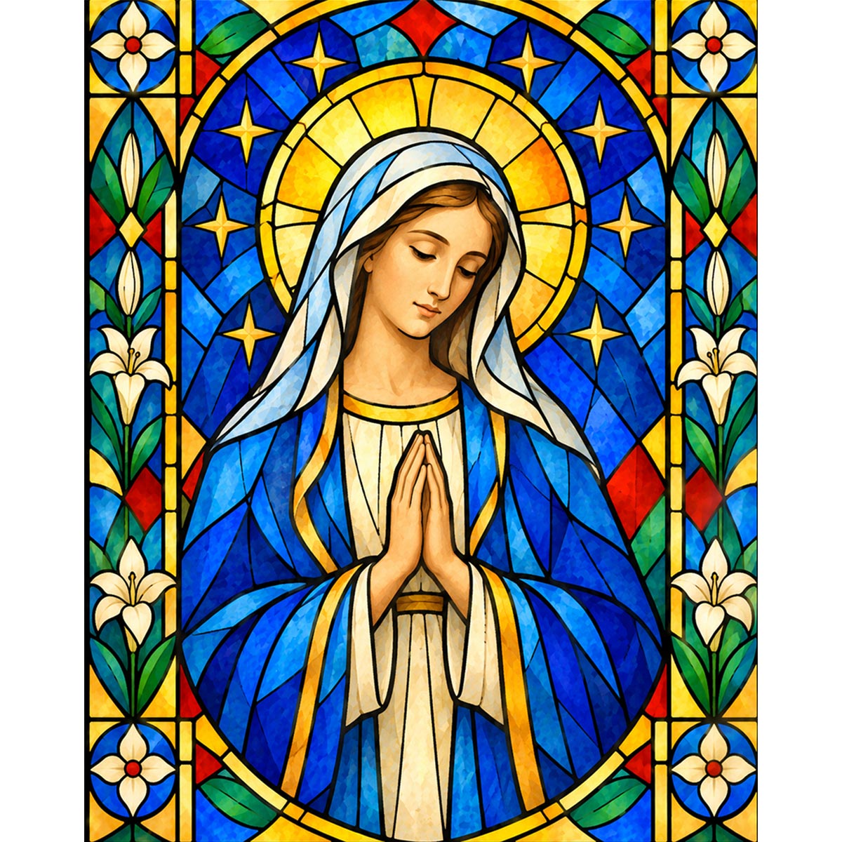 Stained Glass Virgin Mary Paint by Numbers Kit-zoom-2