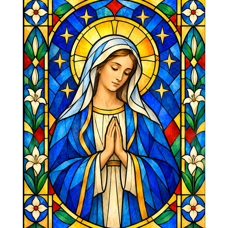 Stained Glass Virgin Mary Paint by Numbers Kit-zoom-