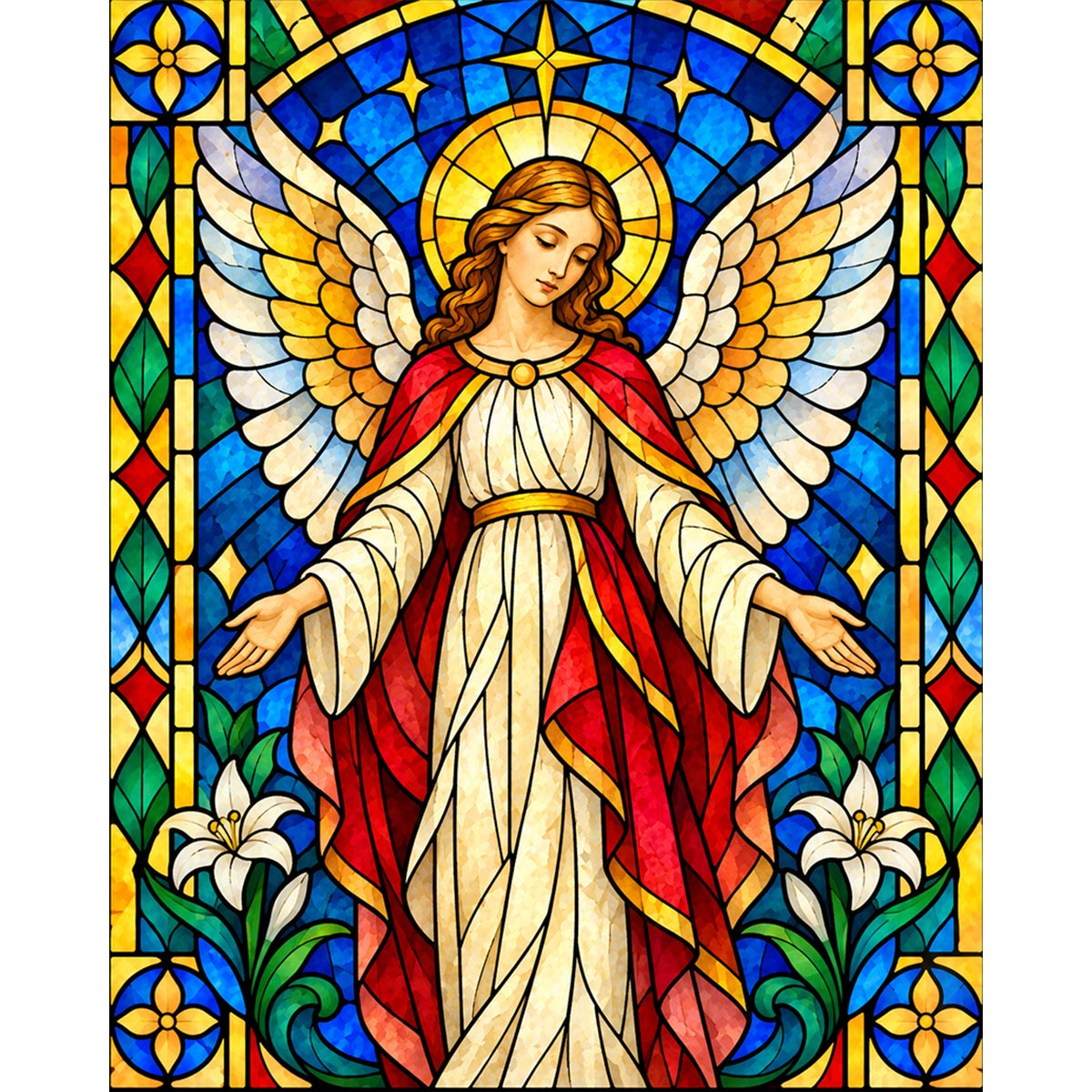 Stained Glass Angel Paint by Numbers Kit-2
