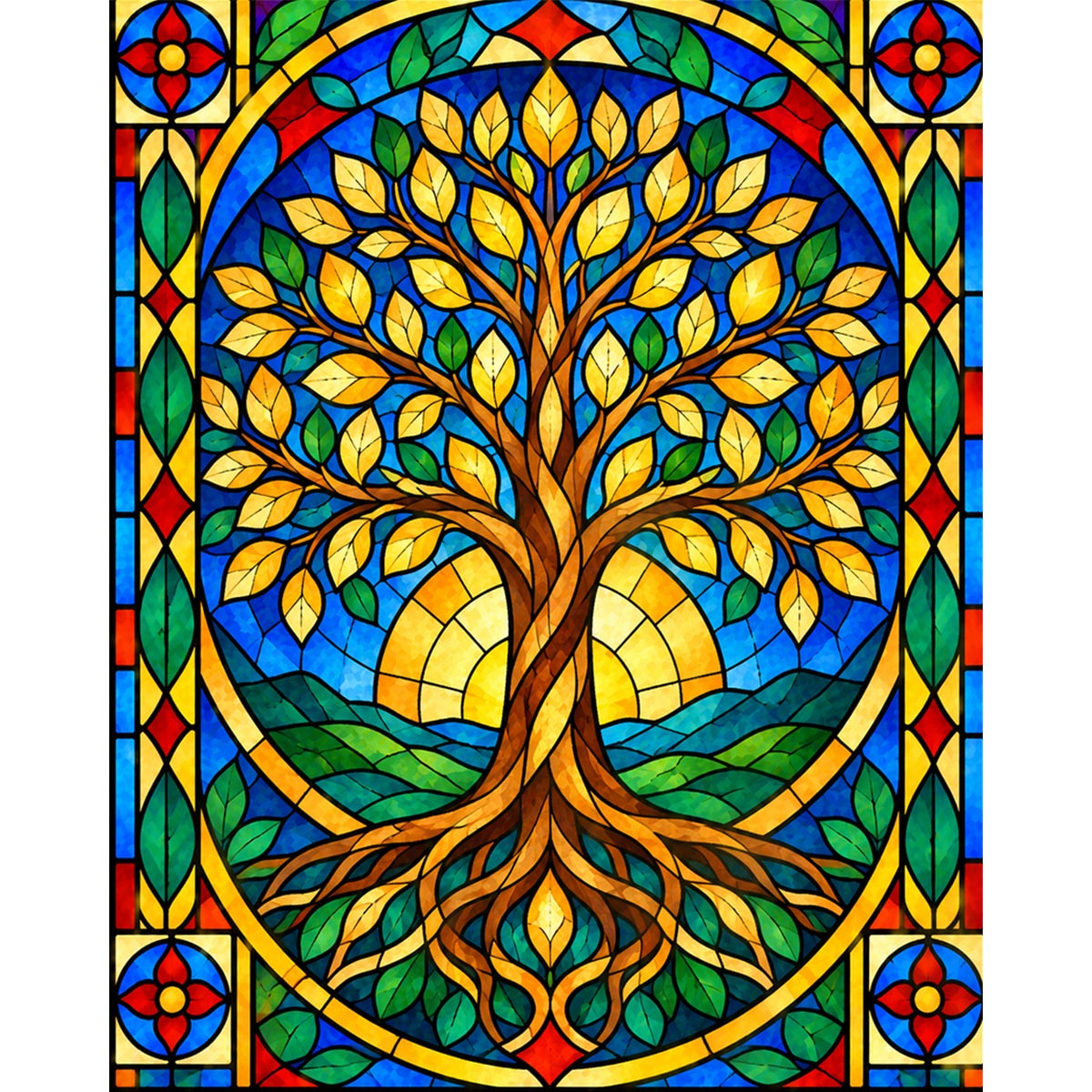 Stained Glass Tree of Life Paint by Numbers Kit
