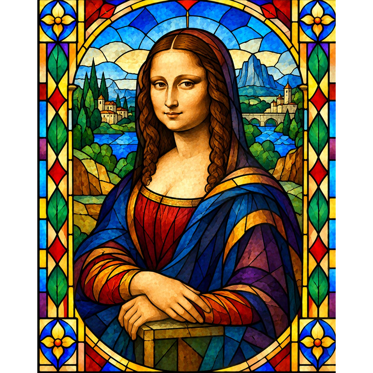 Stained Glass Mona Lisa Paint by Numbers Kit