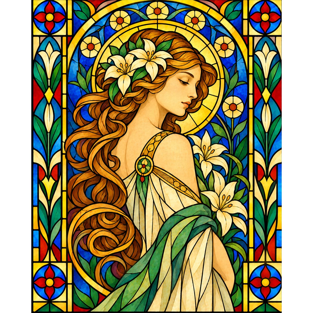 Stained Glass Woman Paint by Numbers Kit-2