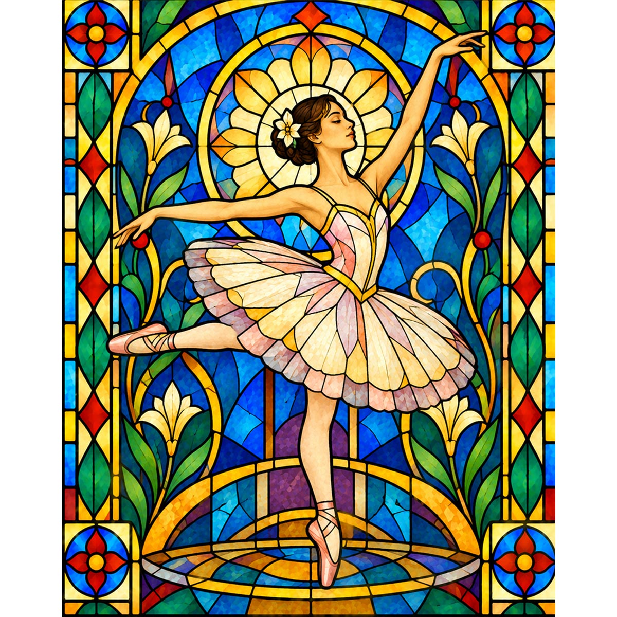 Stained Glass Ballerina Paint by Numbers Kit-2
