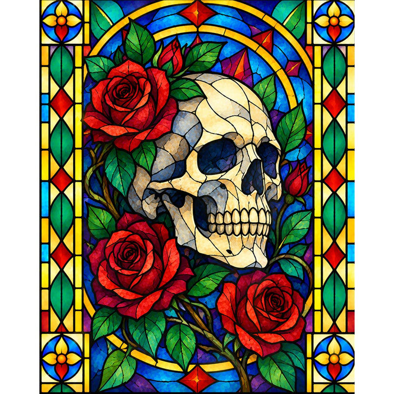 Stained Glass Skull Paint by Numbers Kit-zoom-