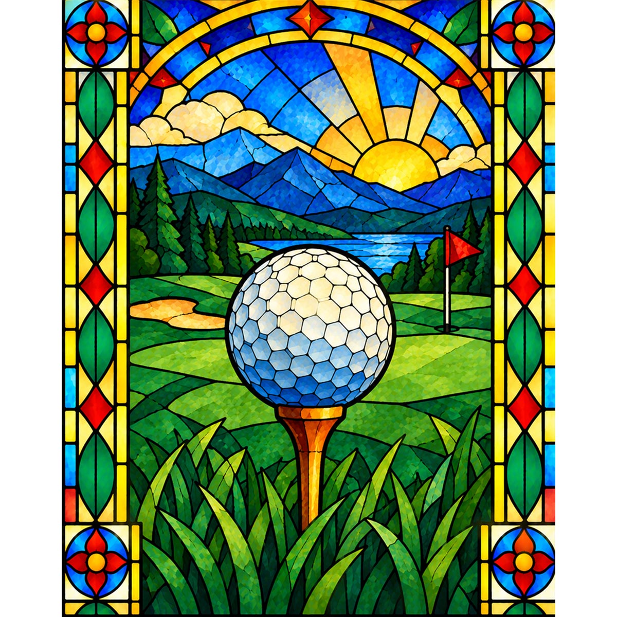 Stained Glass Golf Paint by Numbers Kit