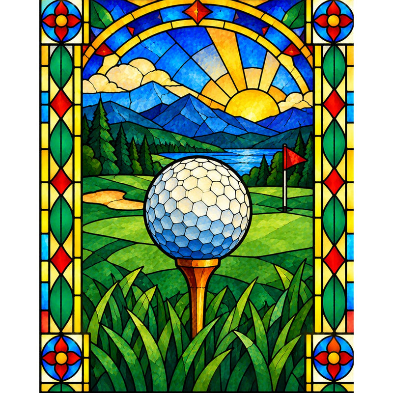 Stained Glass Golf Paint by Numbers Kit-zoom-