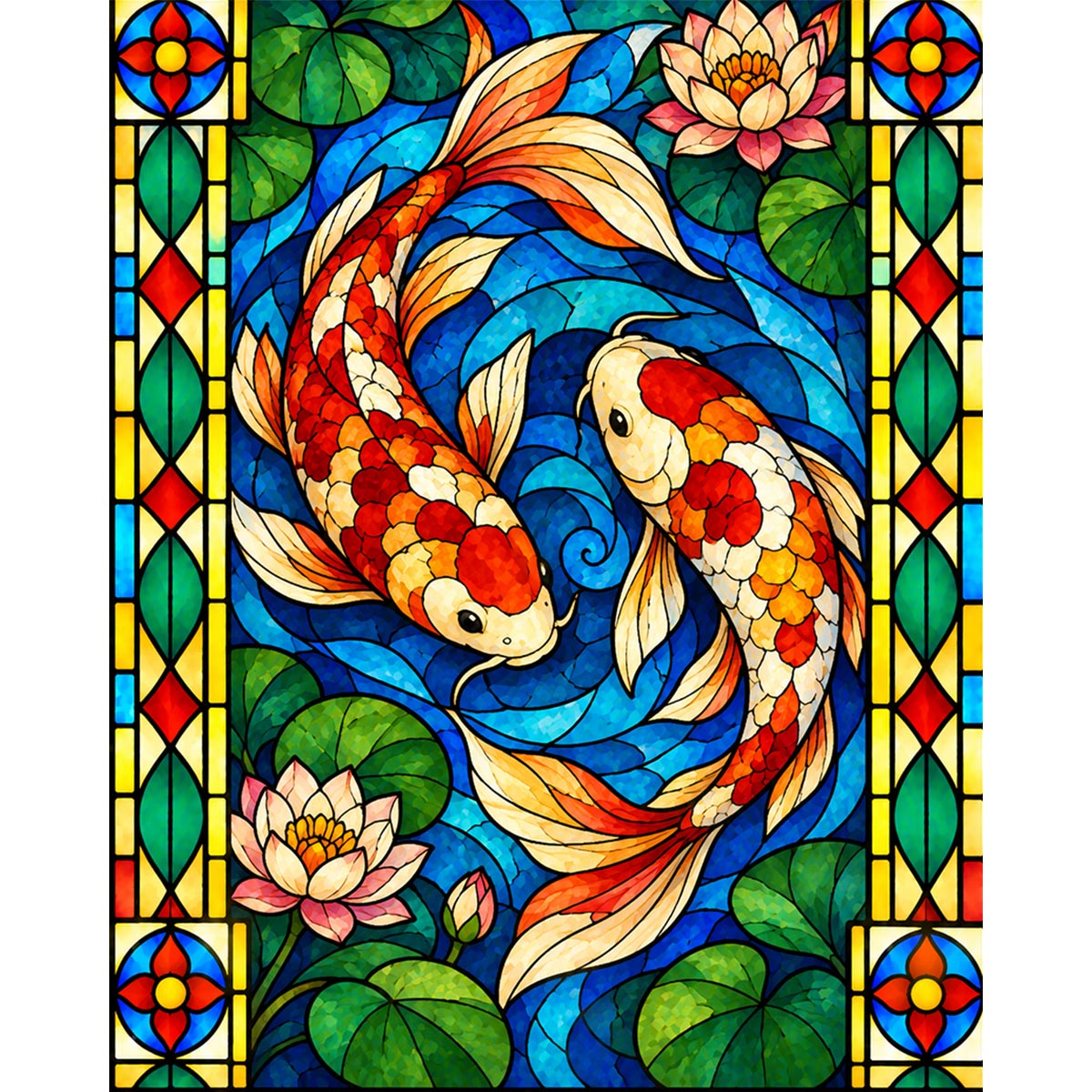 Stained Glass Koi Paint by Numbers Kit-zoom-2