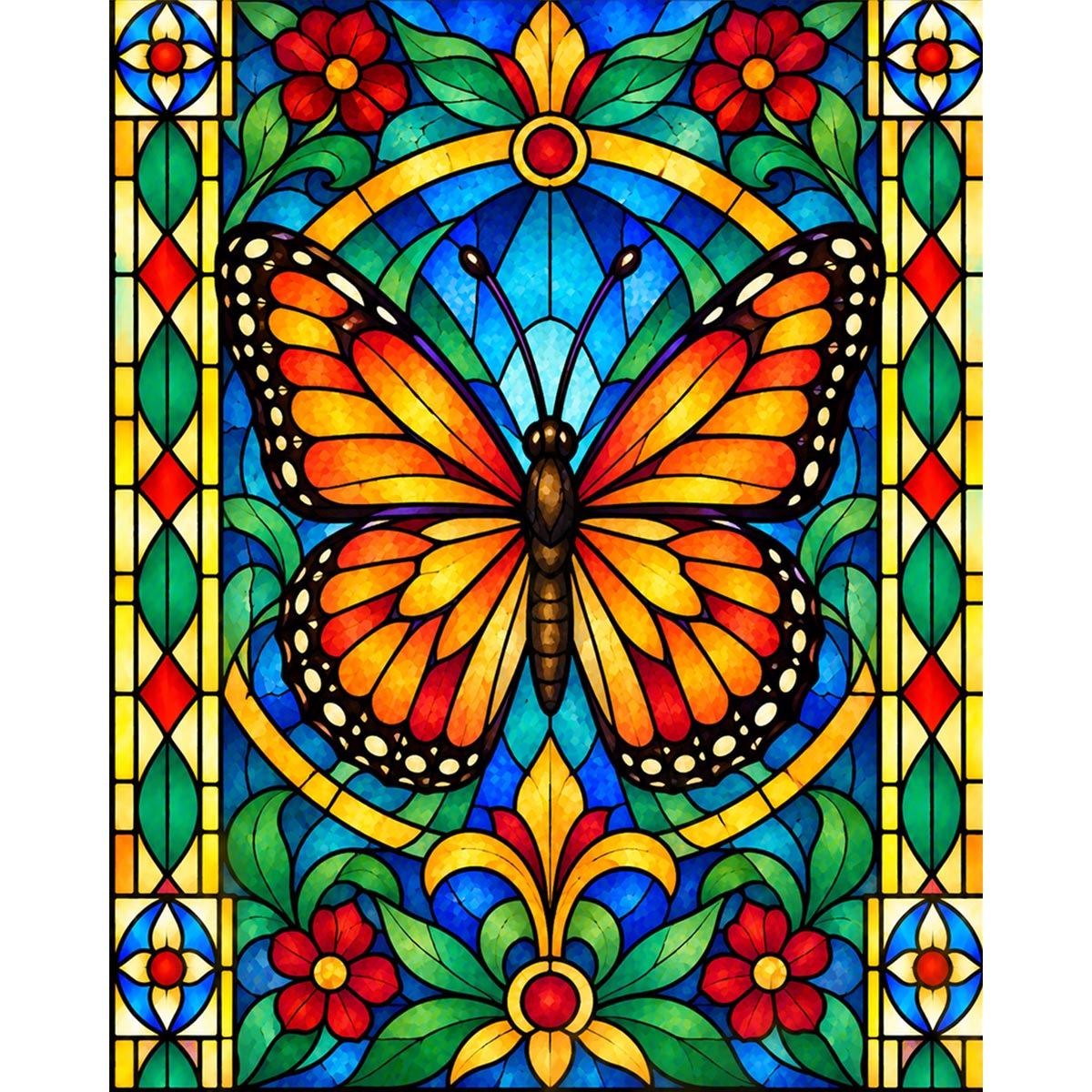 Stained Glass Monarch Butterfly Paint by Numbers Kit