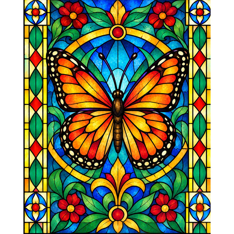 Stained Glass Monarch Butterfly Paint by Numbers Kit-zoom-
