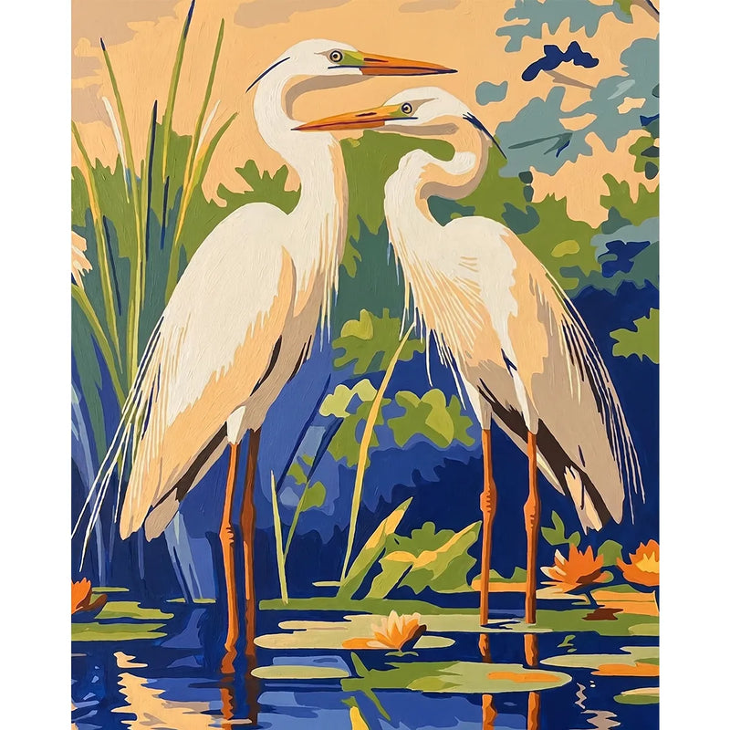 Two White Egrets-zoom-