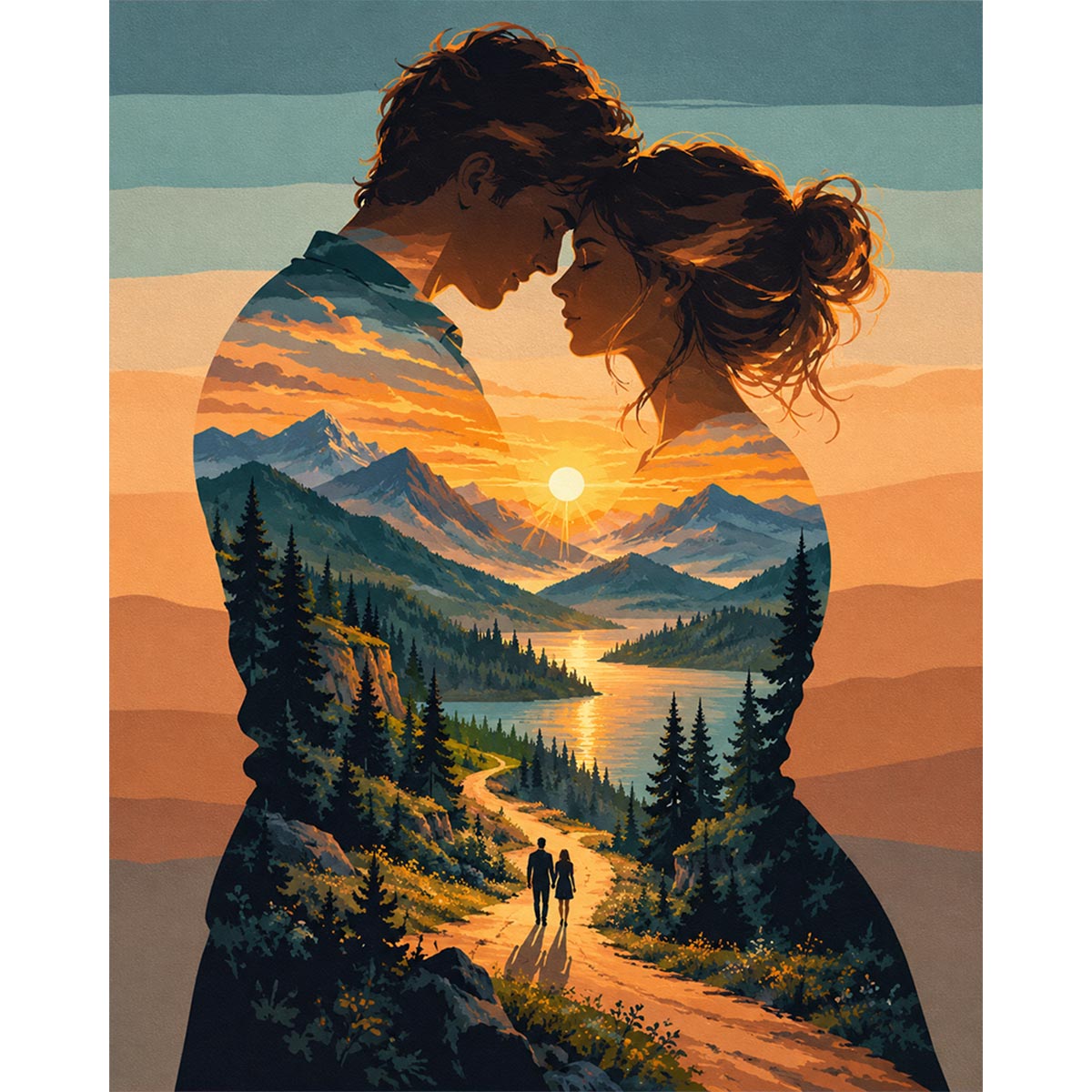 Double Exposure Couple Paint by Numbers Kit-2