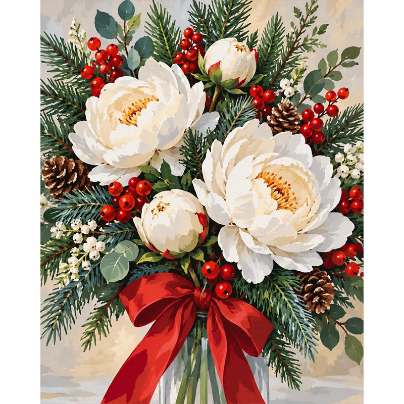 Christmas Peonies Paint by Numbers Kit-zoom-