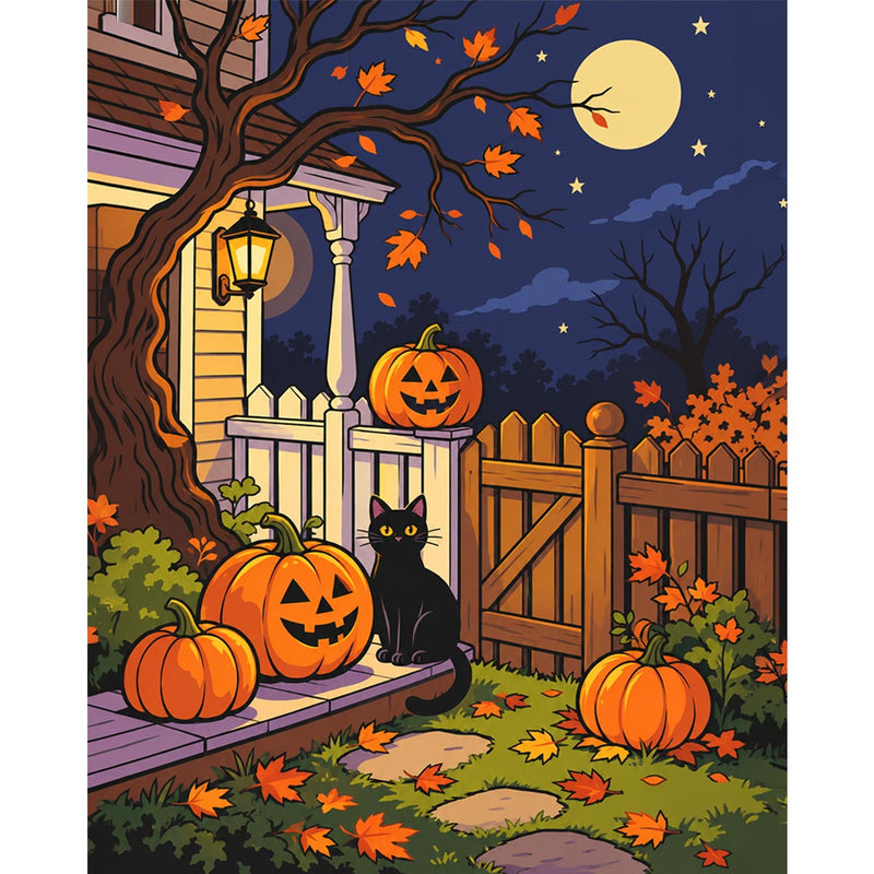 Black Cat Among Pumpkins-zoom-