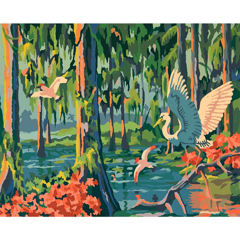 Egrets in the Cypress Swamp-zoom-