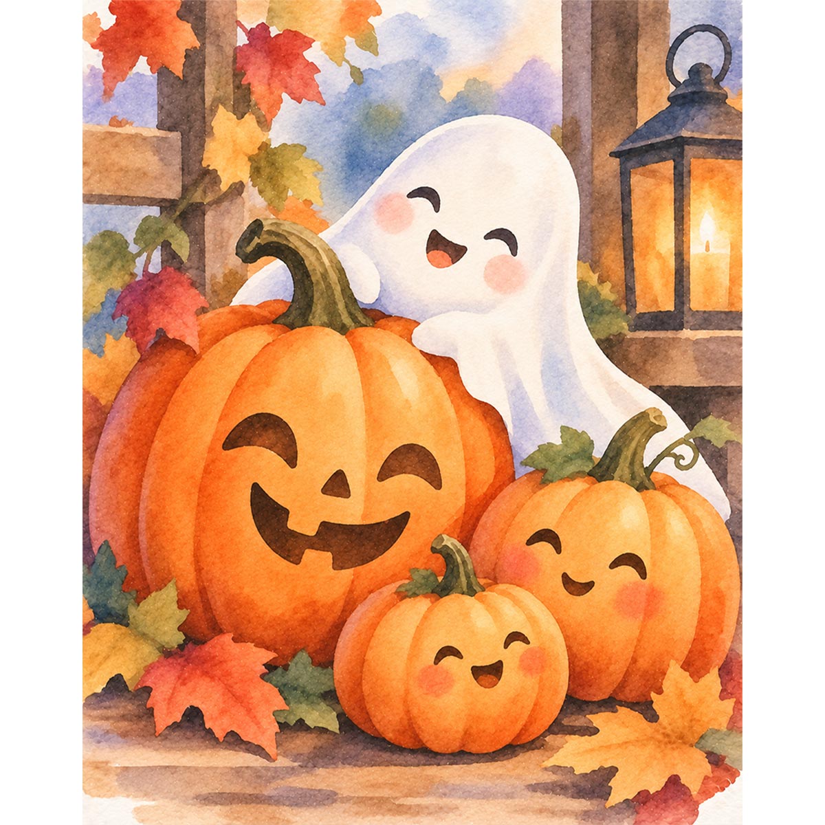 Pumpkin Ghost Paint by Numbers Kit-zoom-2