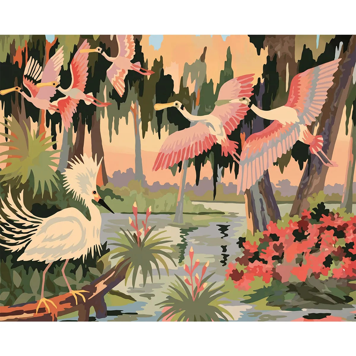 Roseate Spoonbills in the Swamp-zoom-2