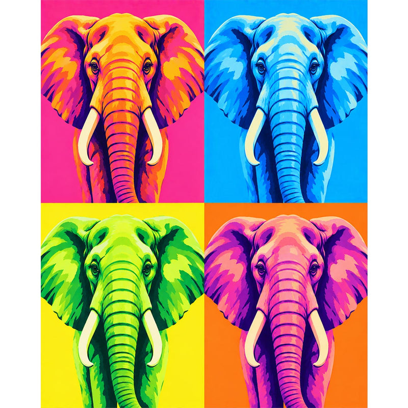 Pop Art Elephant Paint by Numbers Kit-zoom-